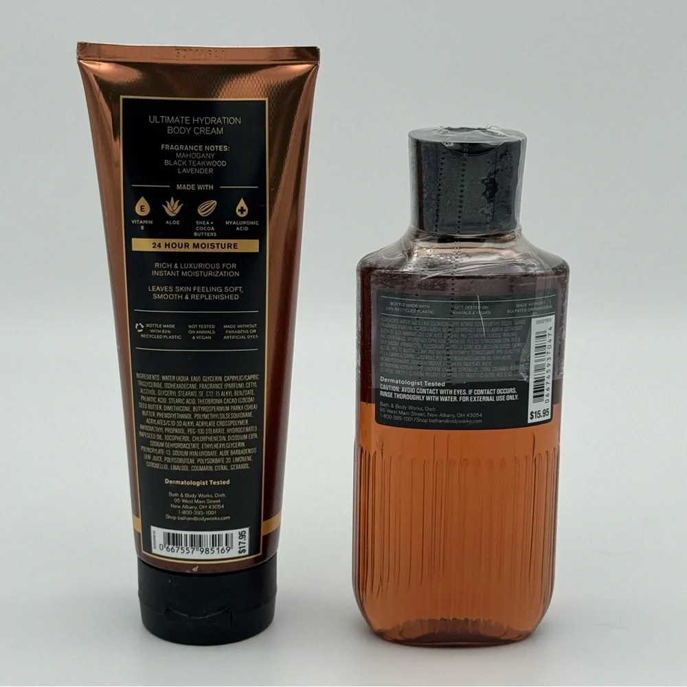 Bath & Body Works Men’s Mahogany Teakwood Body Cream and Body Wash Set NWT